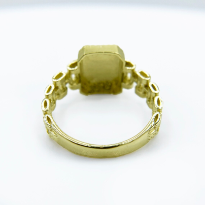 Gold Square Initial Letter Alphabet Ring Personalized Letter Ring