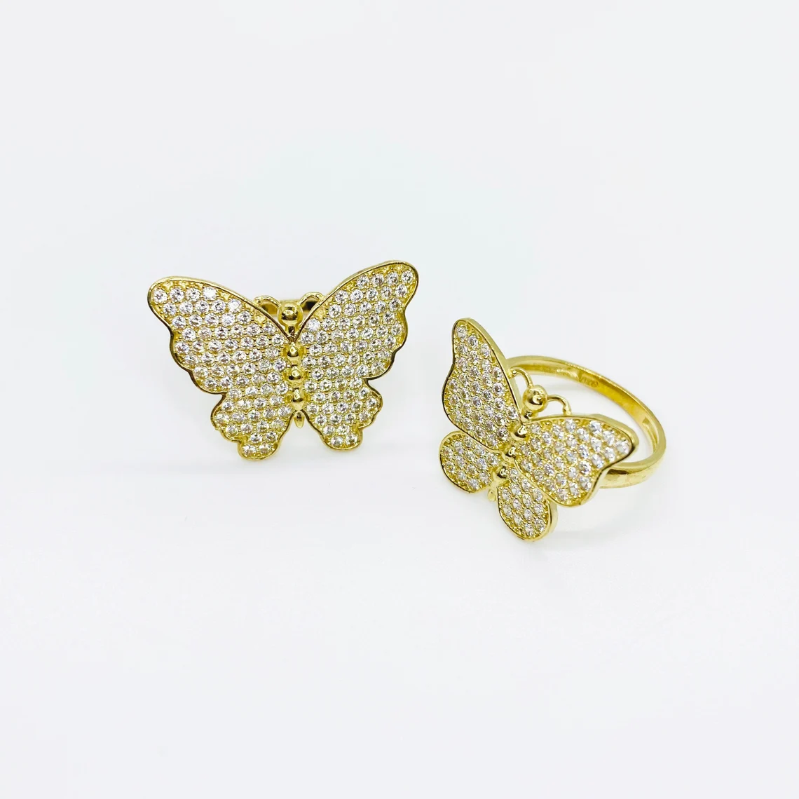 Gold Butterfly Ring Personalized Custom Engraved Ring