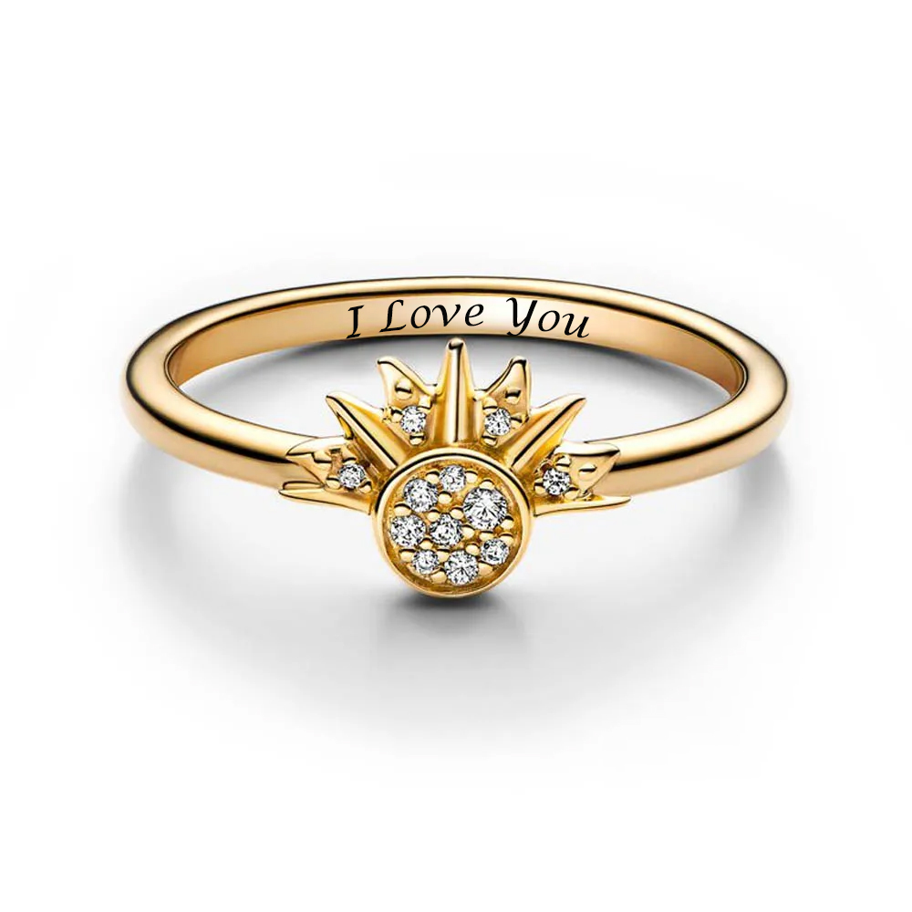 Sterling Silver Sun Ring Personalized Engraved Ring