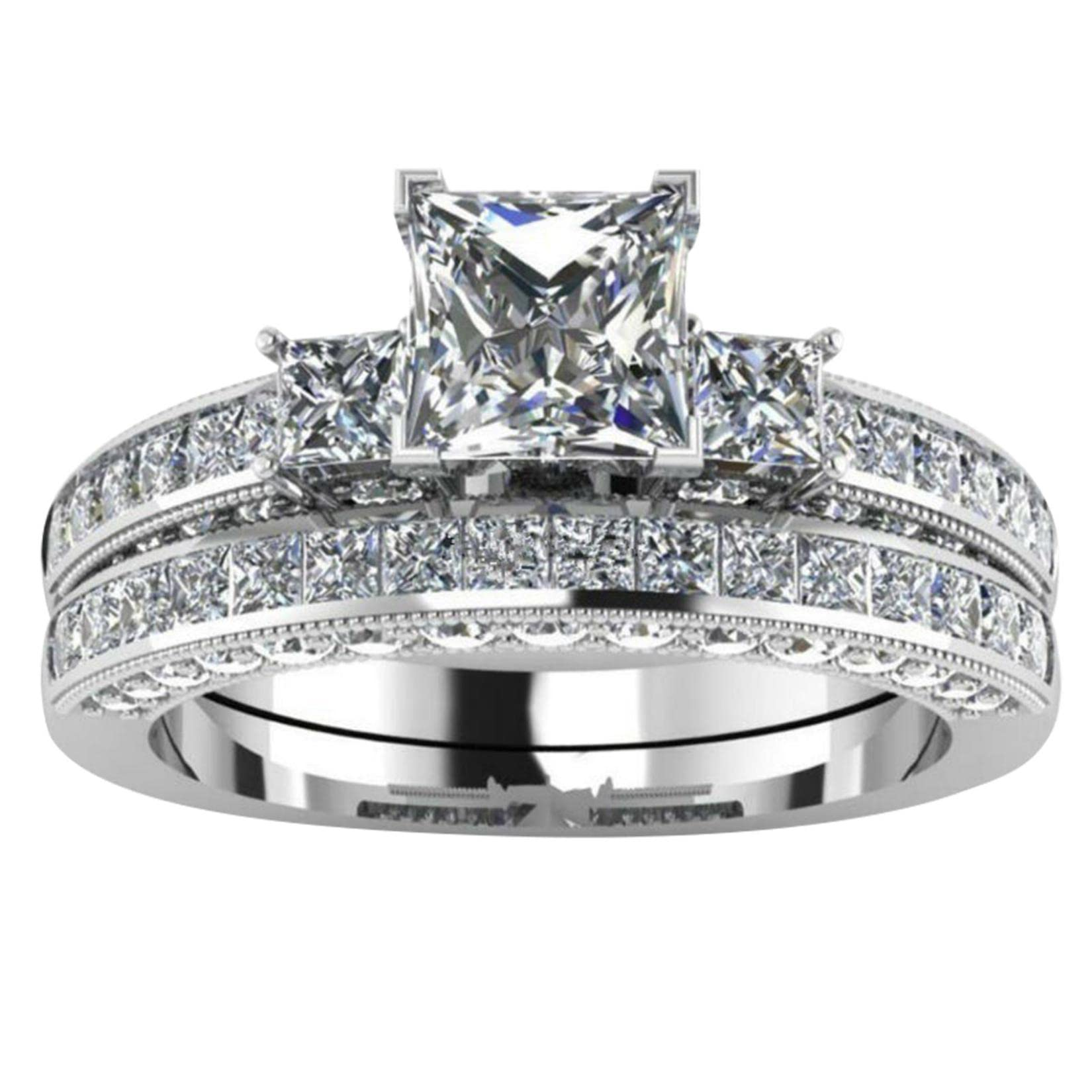 Diamond Cut Silver Matching Ring Personalized Engraved Ring