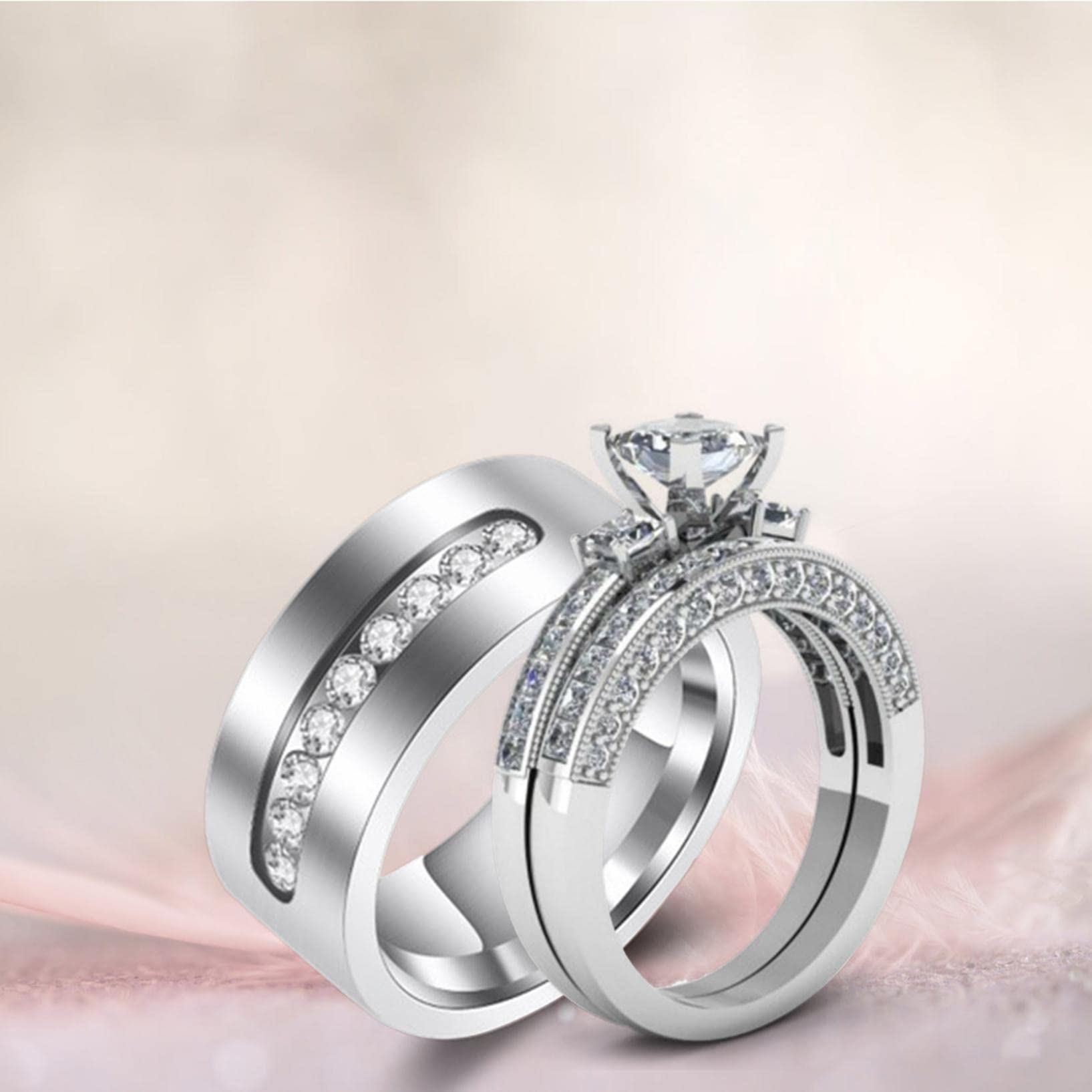 Diamond Cut Silver Matching Ring Personalized Engraved Ring