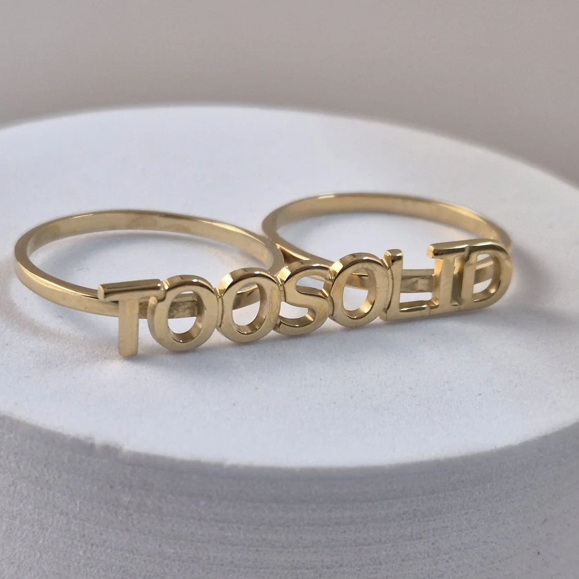 Personalized Gold Plated Two Finger Ring Name Ring