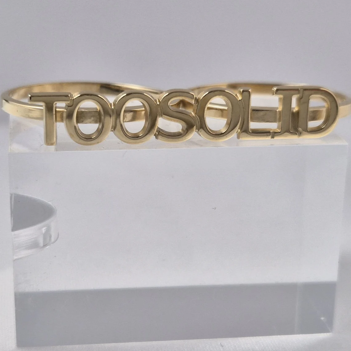 Personalized Gold Plated Two Finger Ring Name Ring