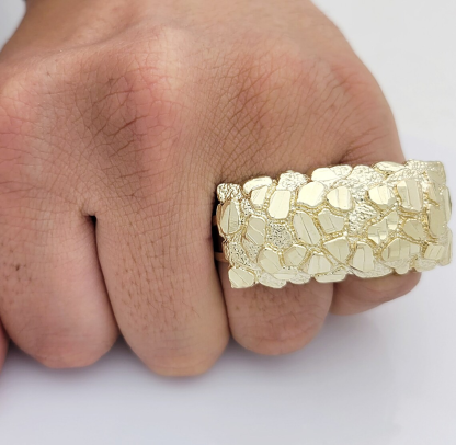 Gold Plated Nugget Two Finger Ring Personalized Engraved Ring