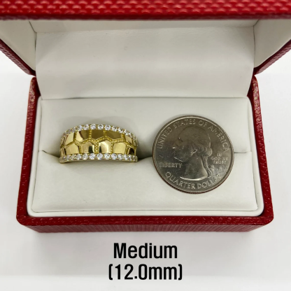 Gold Plated Nugget Vintage CZ Statement Band Ring Personalized Engraved Ring