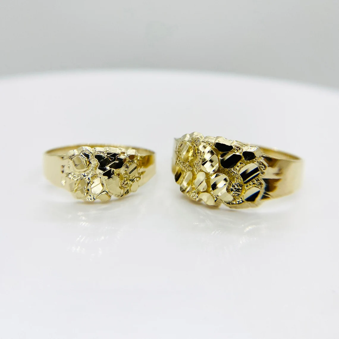 Gold Plated Nugget Classic Simple Statement Band Ring Personalized Eng