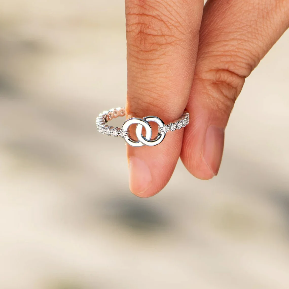 Forever Linked Pave Interlocking Ring Infinite Love Ring