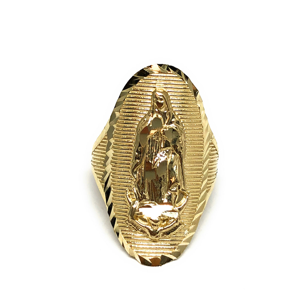 Yellow Gold Plated Virgin Mary Oval Ring