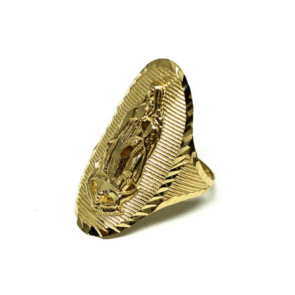 Yellow Gold Plated Virgin Mary Oval Ring