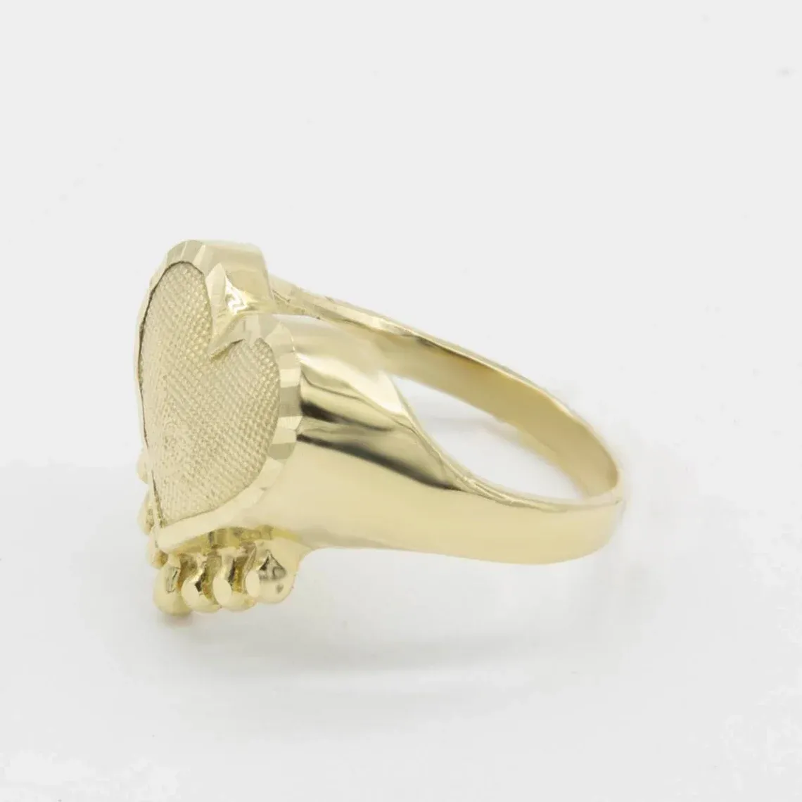 Textured Heart with Drop Ring Personalized Engraved Ring