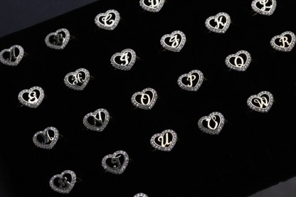 Heart Zricon Gold Plated Letter Ring Personalized Custom Initial Ring