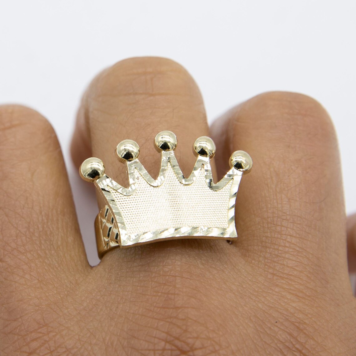 Diamond Cut Crown Ring Personalized Custom Name Ring