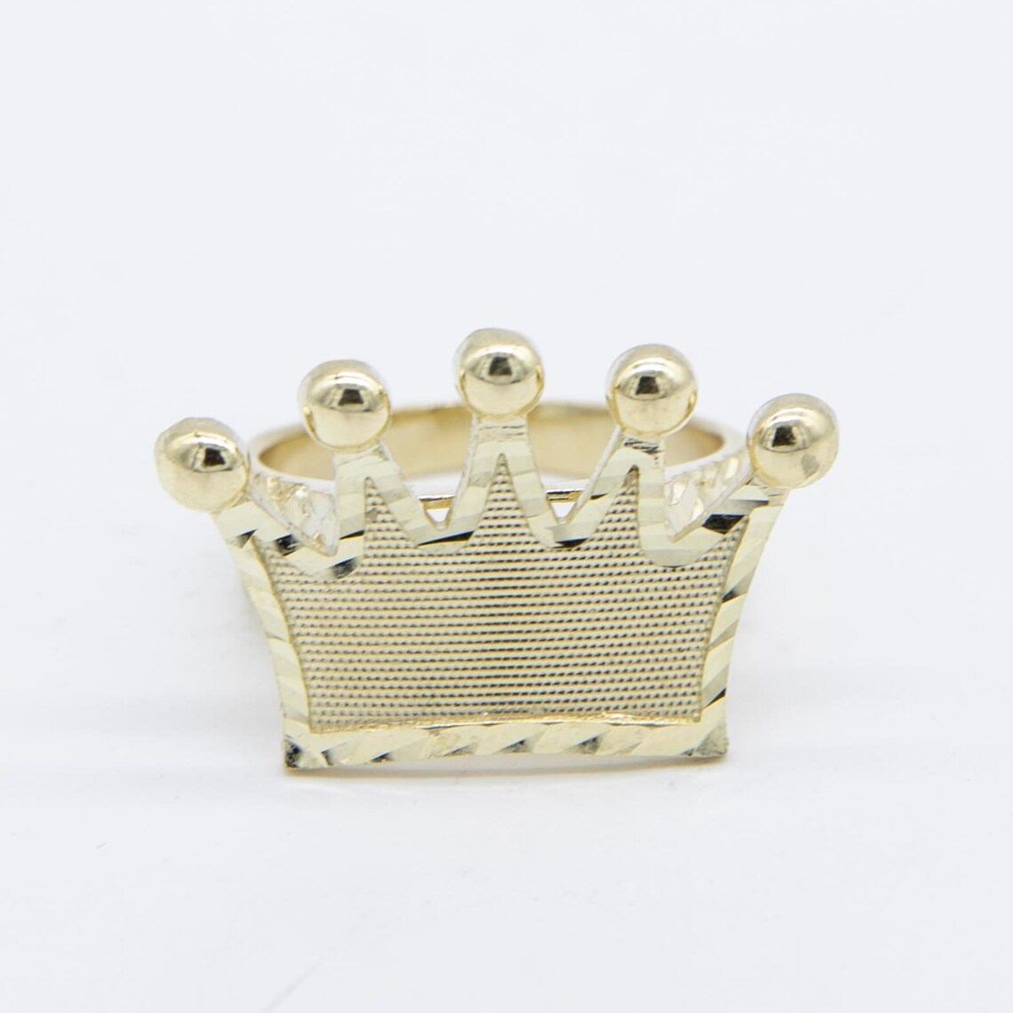 Diamond Cut Crown Ring Personalized Custom Name Ring