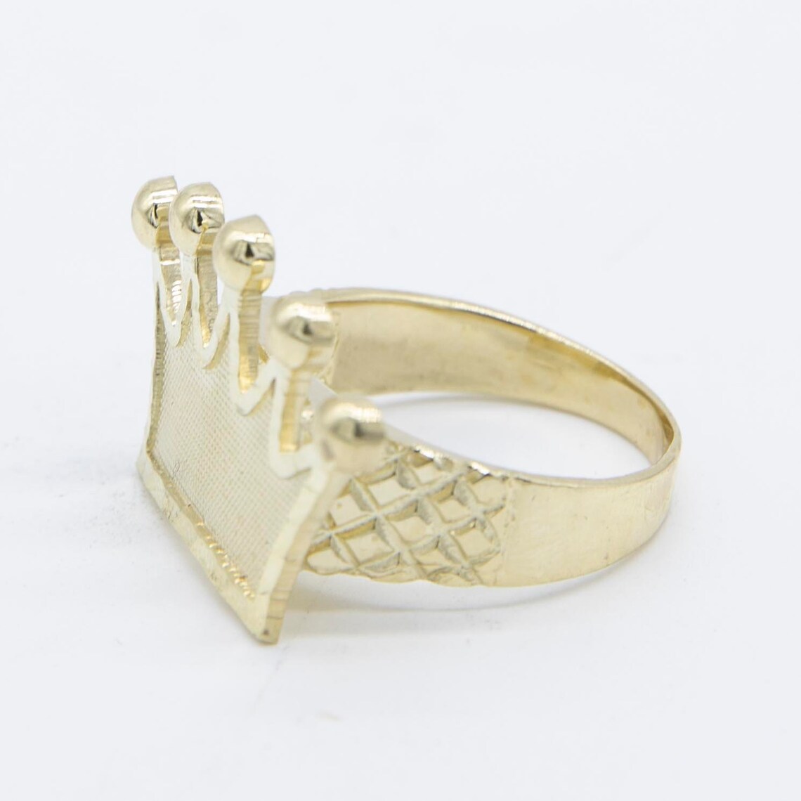 Diamond Cut Crown Ring Personalized Custom Name Ring