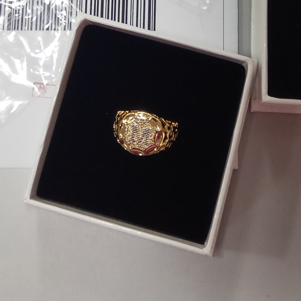 Nugget Ring Gold Men's Circle Initial Ring Personalized Letter Ring