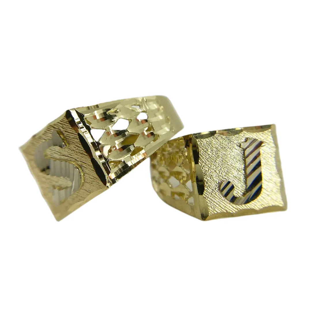 Square Nugget Ring Gold Plated Initial Ring Personalized Letter Ring