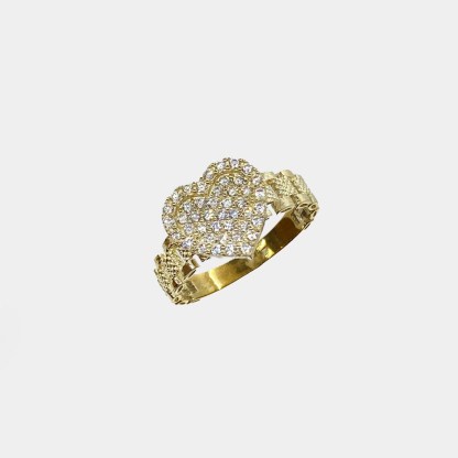 Rolex Style Gold layered Heart White Love Personalized Engraved Ring