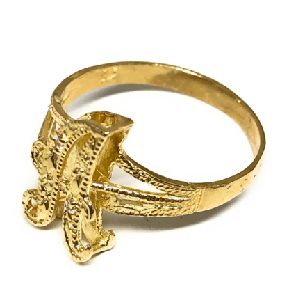 Nugget Style Gold Plated 3D Double Magic Letters Personalized Custom Initial Ring