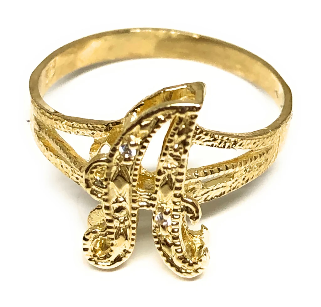 Nugget Style Gold Plated 3D Double Magic Letters Personalized Custom Initial Ring
