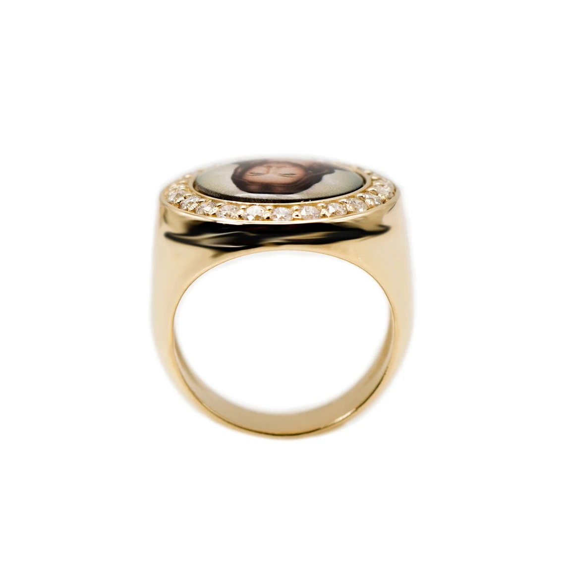 Round Ring with Picture Inside Gold Plated Personalized Custom Photo Ring