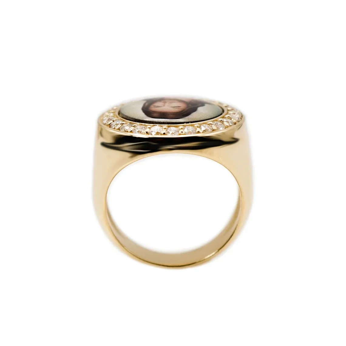 Round Ring with Picture Inside Gold Plated Personalized Custom Photo Ring
