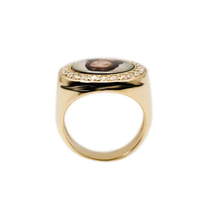 Round Ring with Picture Inside Gold Plated Personalized Custom Photo Ring