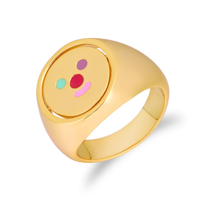 Happy Sad Spinner Ring Gold Plated Personalized Engraved Ring
