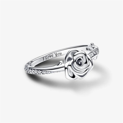 Sterling Silver Rose Promise Ring Personalized Engraved Ring