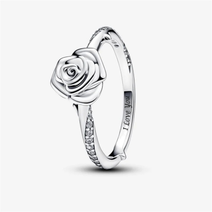 Sterling Silver Rose Promise Ring Personalized Engraved Ring