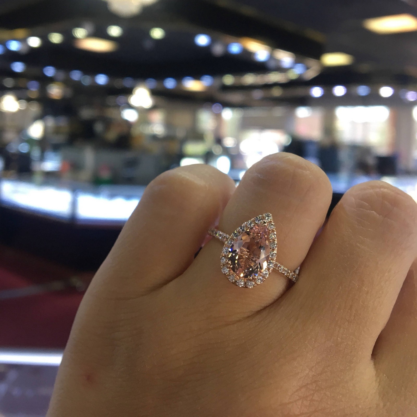 Diamond Halo Pear Ring Sparkling Silver Promise Rings Custom Engraved Ring