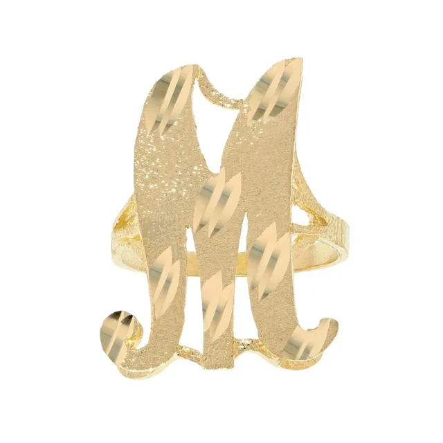 Diamond Cut Cursive Letter Ring Personalized Initial Ring
