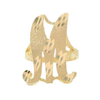 Diamond Cut Cursive Letter Ring Personalized Initial Ring