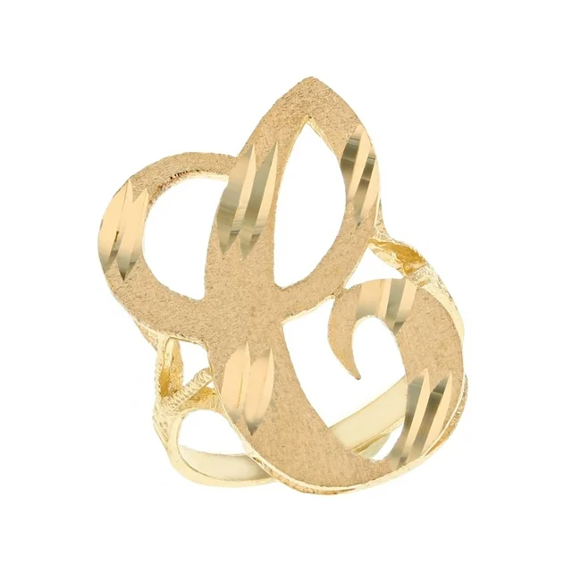 Diamond Cut Cursive Letter Ring Personalized Initial Ring