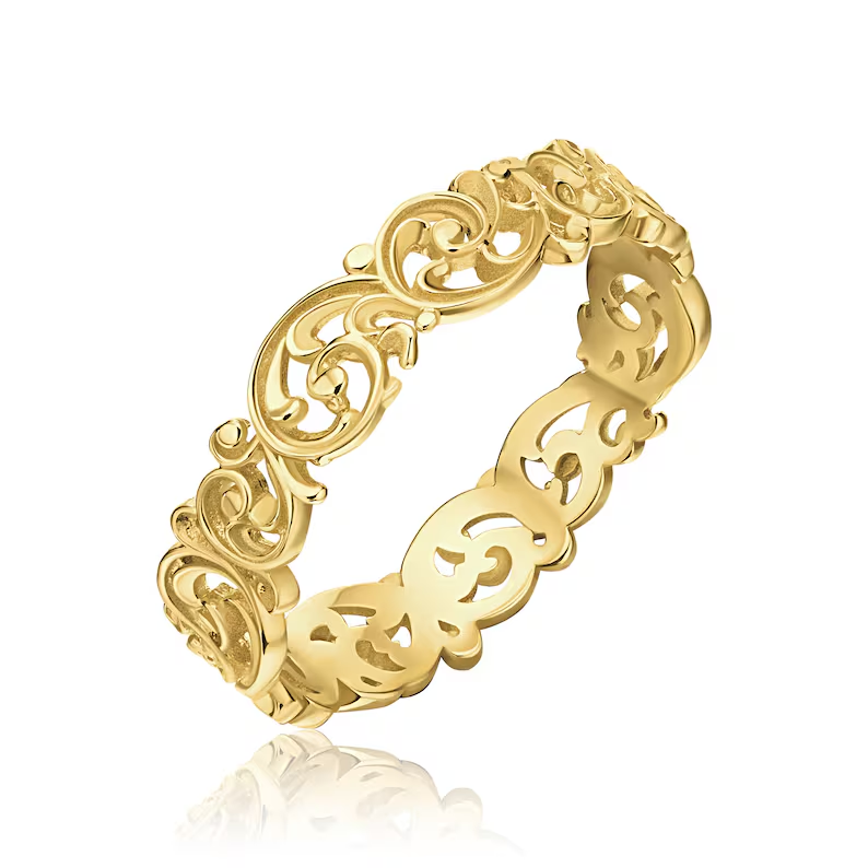 Wedding Ring Gold Plated Vintage Style Bridal Ring
