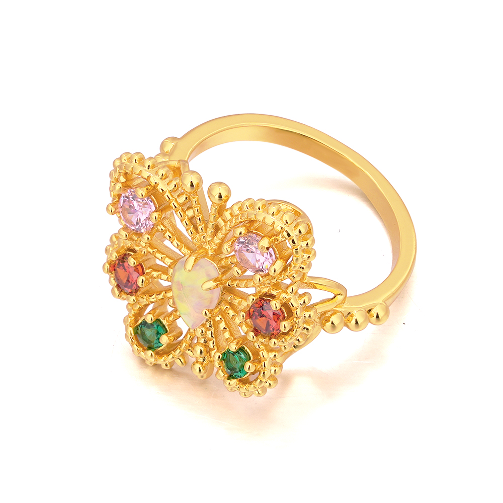 Gold Multi Stone Butterfly Ring Custom Birthstone Ring
