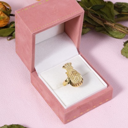 Money Bag Ring Custom Gold Plated Engraved Ring 