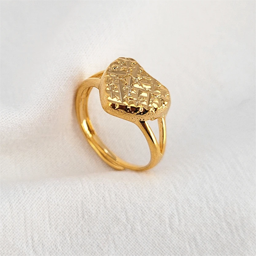 Heart Shaped Ring Gold Plated Nugget Rings