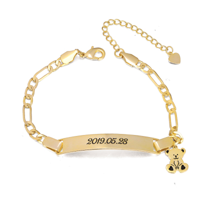 Teddy Bear Pendant Personalized Heart Name Necklace And Name Bracelet Set