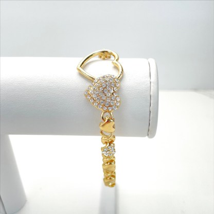 Cubic Zirconia Double Hearts with XoXo Chain Necklace Bracelet Ring Earrings Set
