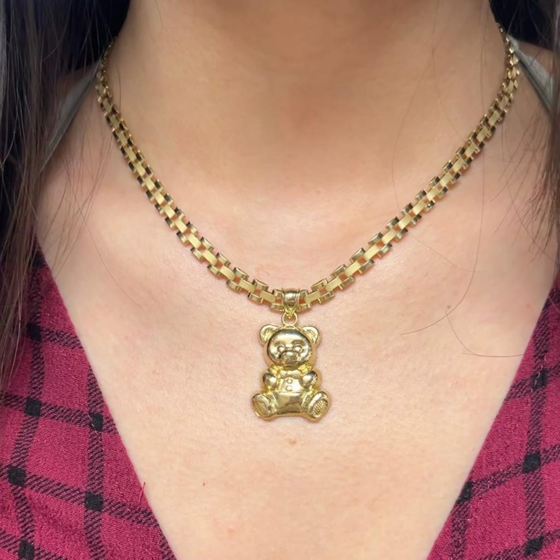Rolex Style Chain with Teddy Bear And Matching Earrings Set