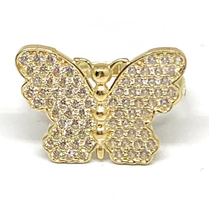 Butterfly Jewelry Set Gold Plated Necklace Ring And Stud Earrings