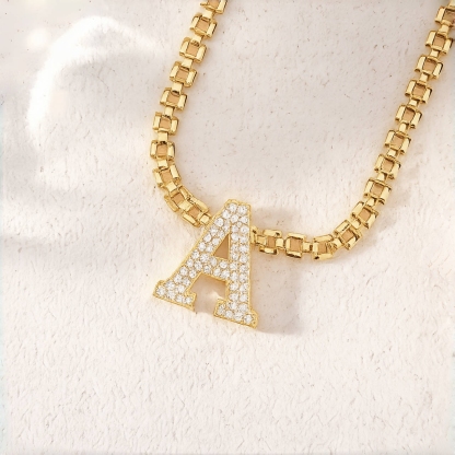 6.5mm Rx Style Chain Custom Zirconia Initial Necklace