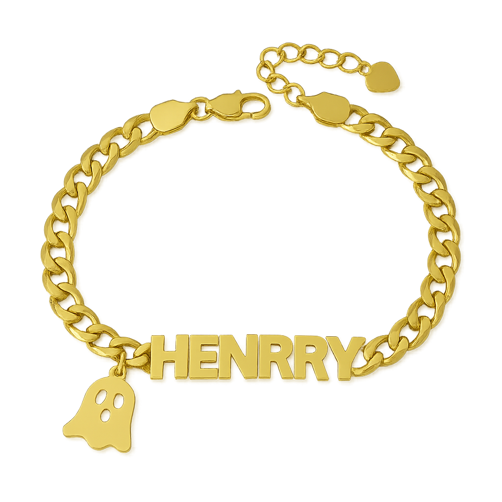 Halloween Ghost Pendant Personalized Name Bracelet