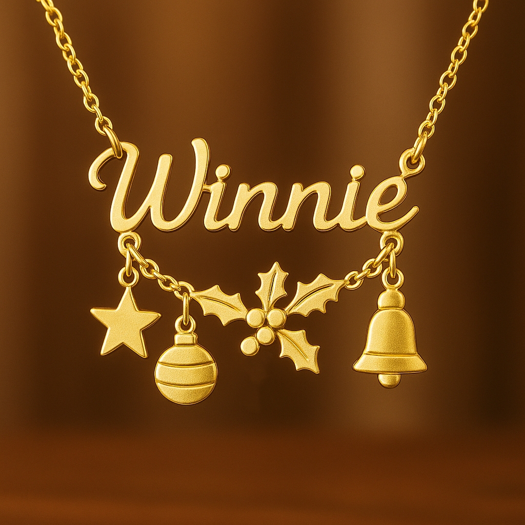 Personalized Christmas Decoration Gold Plated Name Necklace