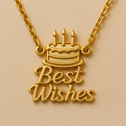 Personalized Birthday Cake Pendant Necklace with Blessing Birthday Gifts