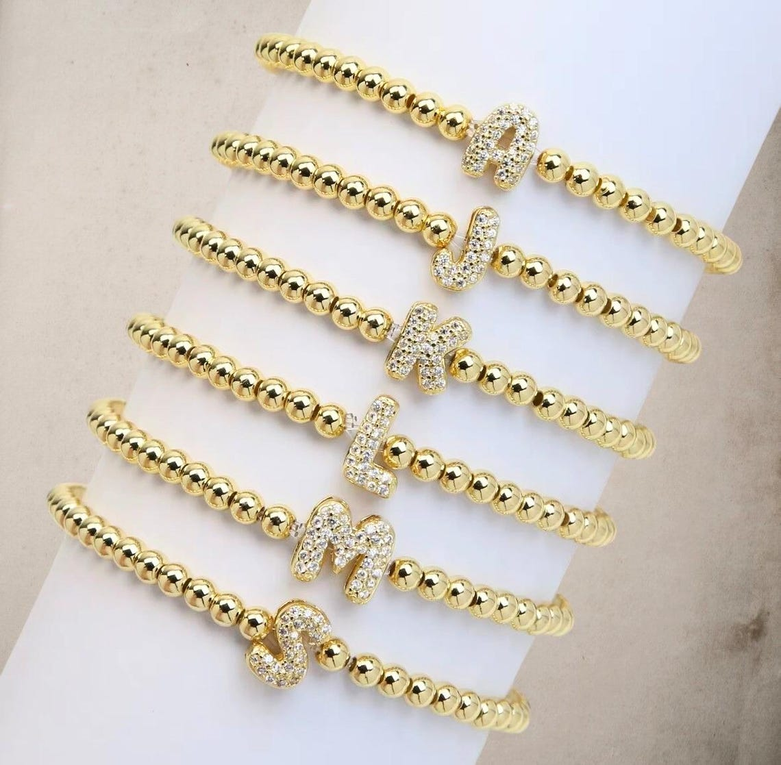 Bubble Letter Beans Chain Bracelet