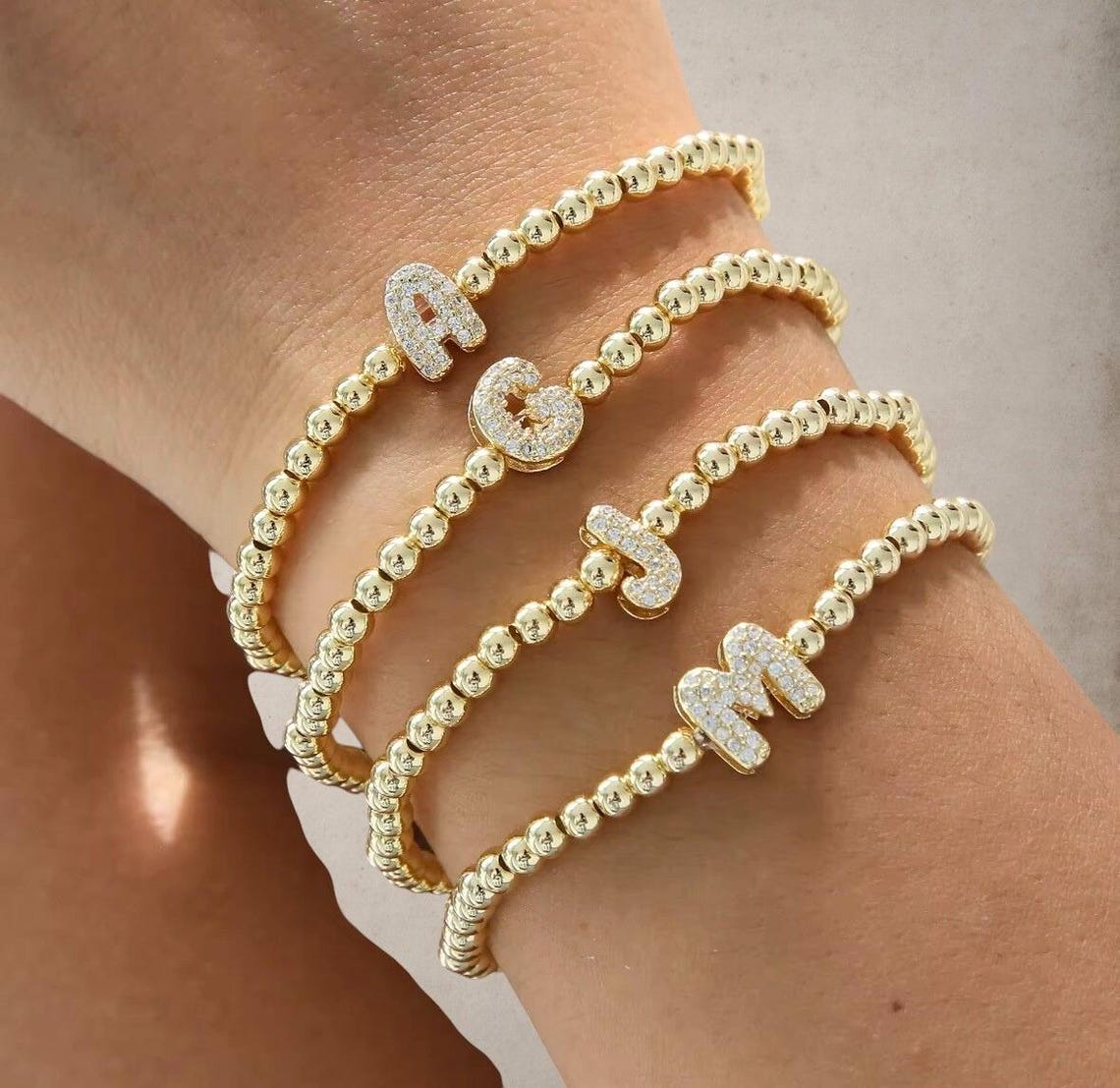 Bubble Letter Beans Chain Bracelet