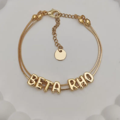 Bubble Letters Personalized Gold Plated Heart Name Bracelet