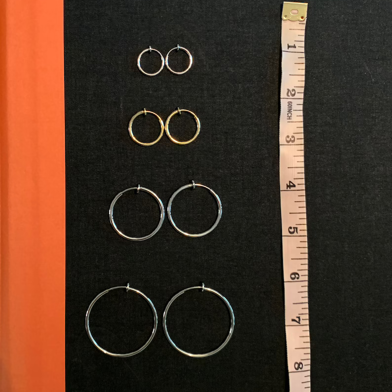 Mini Gold Plated Hoop Earrings Clip on Earrings