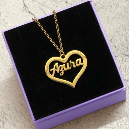 Heart Nameplate Pendant Gold Plated Necklace